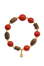 Hand Woven Beautiful Chenxiang Wood & Nanhong Sgate Beads Bracelet