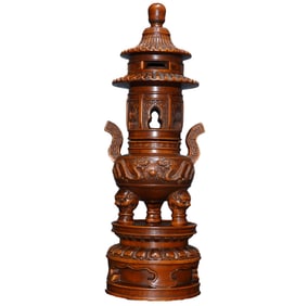 Vintage Chinese Boxwood Wood Incense Burner