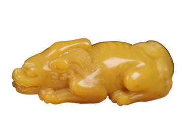 Superb Chinese Tianhuang Stone Carved Fortune Beast Statue