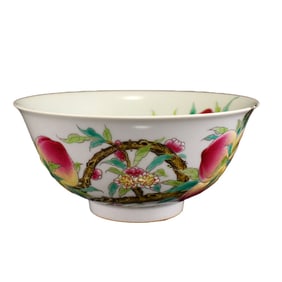 Chinese Famille Rose Peach Design Porcelain Bowl