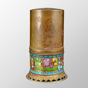 Chinese Qing Dynasty Red Copper Enamel Smoke Lamp