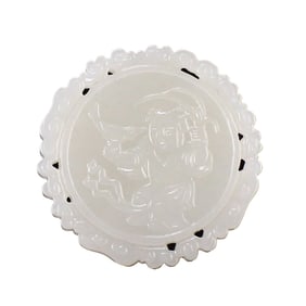 Chinese Natural Hetian Jade Fortune Kid Pendant