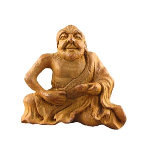 Vintage Chinese Bamboo Carved Dharma Statue