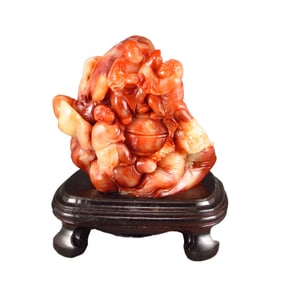 Chinese Shoushan Stone Fortune Kids Statue