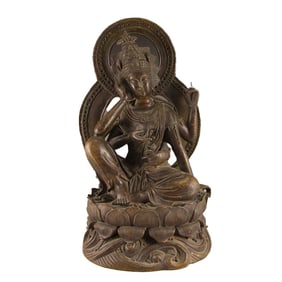 Vintage Chinese Bronze Six Arms Kwan-yin Statue