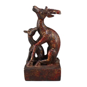 Superb Vintage Chinese Bronze Double Deer Seal