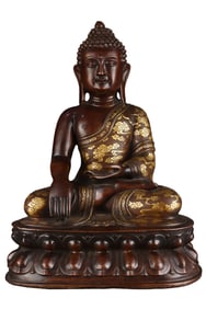 Vintage Chinese Gilt Gold Copper Siddhartha Buddha Statue
