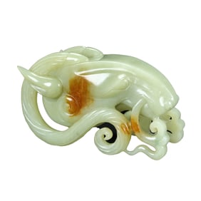 Superb Chinese Hetian Jade Carved Fortune Sheep Statue