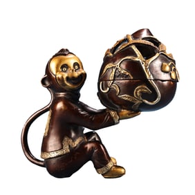Vintage Chinese Gilt Gold Copper Monkey Incense Burner