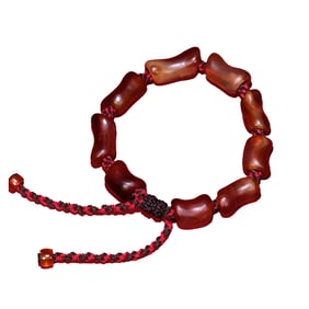 Hand Woven Chinese Red Agate Beads Bracelet