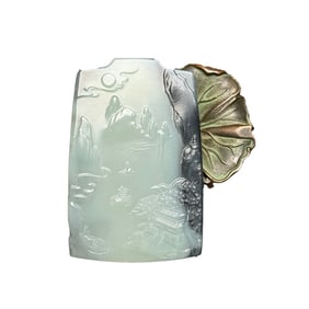Superb Chinese Hetian Jade Low Relief Mountain River Scene Pendant