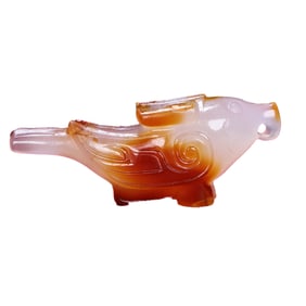 Chinese Agate Carved Bird Pendant