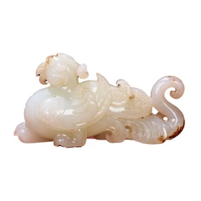 Vintage Chinese Hetian Jade Carved Phoenix Statue