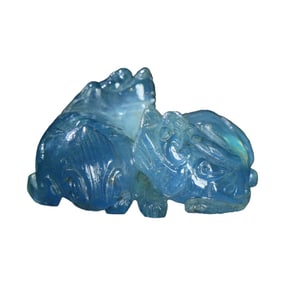 Beautiful Aquamarine Carved Double Beast Pendant