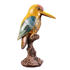 Old Chinese Copper Cloisonne Bird Statue