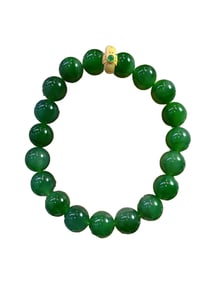 Superb Chinese Green Hetian Jade Beads Bracelet
