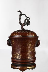 Vintage Chinese Gilt Gold Copper Fortune Dragon Incense Burner