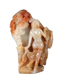 Superb Chinese Shoushan Stone Carved Nude Lady Statue