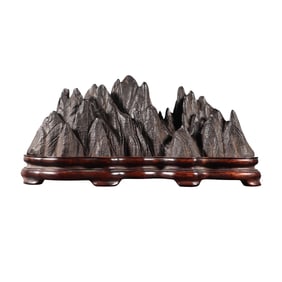 Vintage Natural Tiahui Stone Original Stone Mountain Shape Bursh Pen Shelf