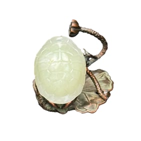Superb Chinese Hetian Jade Carved Turtle Shell Pendant