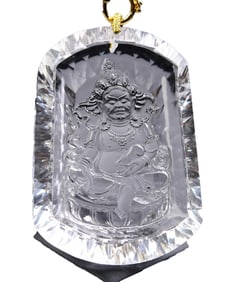 Beautiful White Crystal Low Relief Fortune Taoism Deity Pendant