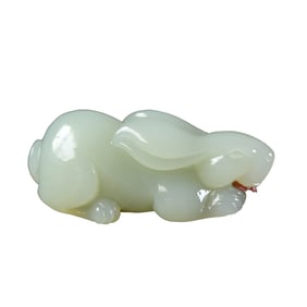 Superb Chinese Hetian Jade Carved Rabbit Pendant