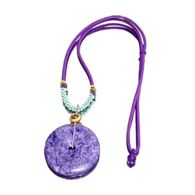 Beautiful Amethyst Lucky Pendant w Hand Woven Necklace