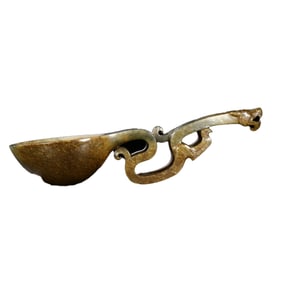 Superb Vintage Chinese Hetian Jade Spoon