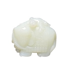Superb Chinese Hetian Jade Carved Elephant Statue