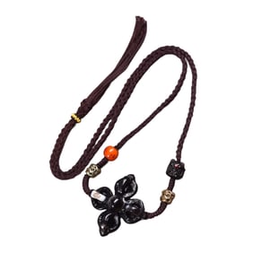Hand Woven Tibetan DZI Agate Pestle Xiangmo Pendant