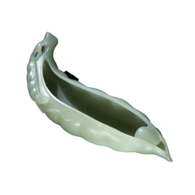 Superb Chinese Hetian Jade Carved Pea Pod Shape Writing-Brush Washer