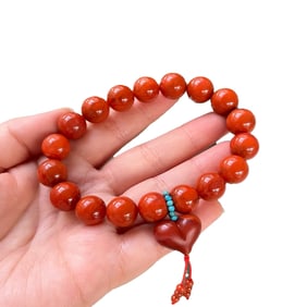 Superb Chinese Nanhong Agate Beads Bracelet
