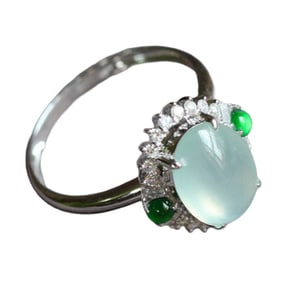 Exquisite 18K Gold Inlay Jadeite Carved Ring