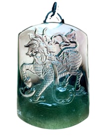 Beautiful Green Crystal Carved Fortune Kylin Pendant