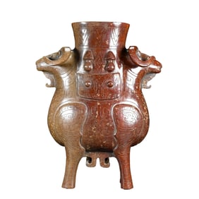 Superb Vintage Chinese Hetian Jade Carved Double Sheep Vase