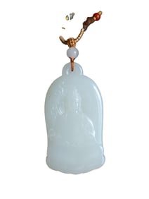 Superb Chinese Hetian Jade Low Relief Kwan-yin Pendant