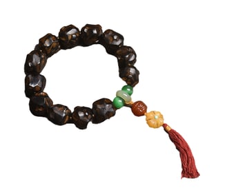 Hand Woven Chenxiang Wood Beads Bracelet