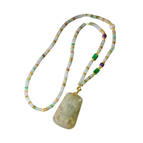 Exquisite Jadeite Carved Fortune Dragon Pendant