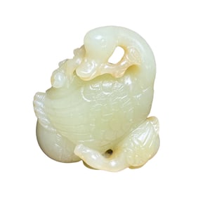Chinese Hetian Jade Carved Swan Statue