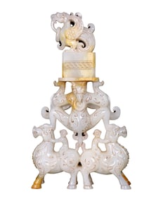 Superb Vintage Chinese Hetian Jade Carved Fortune Beast Statue