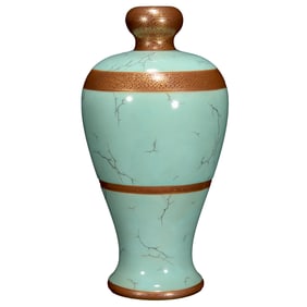 Chinese Gilt Gold Turquoise Glaze Porcelain Vase