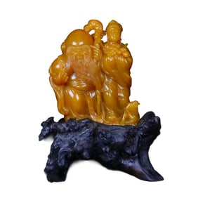 Vintage Chinese Tianhuang Stone Carved Longevity Taoism Deity Statue
