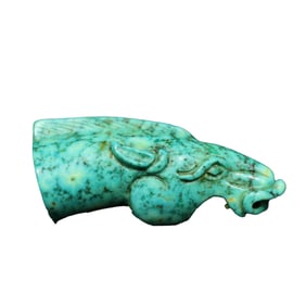 Vintage Turquoise Carved Fortune Horse Pendant