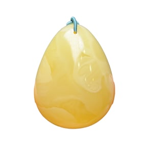 Beautiful Beeswax Carved Ruyi Pendant w Hand Woven Beads Necklace