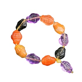 Beautiful Crystal Carved Fortune Toad Beads Bracelet