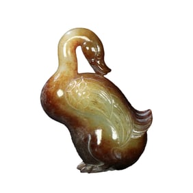 Vintage Chinese Hetian Jade Carved Swan Statue