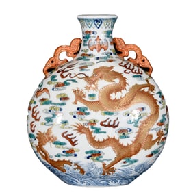 Chinese Qing Dynasty Doucai Clouds Dragon Design Porcelain Vase