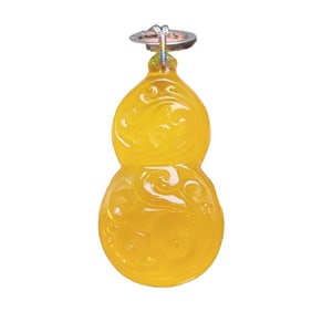 Beautiful Beeswax Gourd Pendant w Hand Woven Lapis Lazuli Beads Necklace