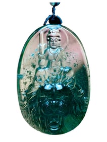 Beautiful Natural Green Crystal Carved Buddha Pendant