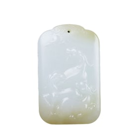 Superb Chinese Hetian Jade Low Relief Three Sheep Pendant